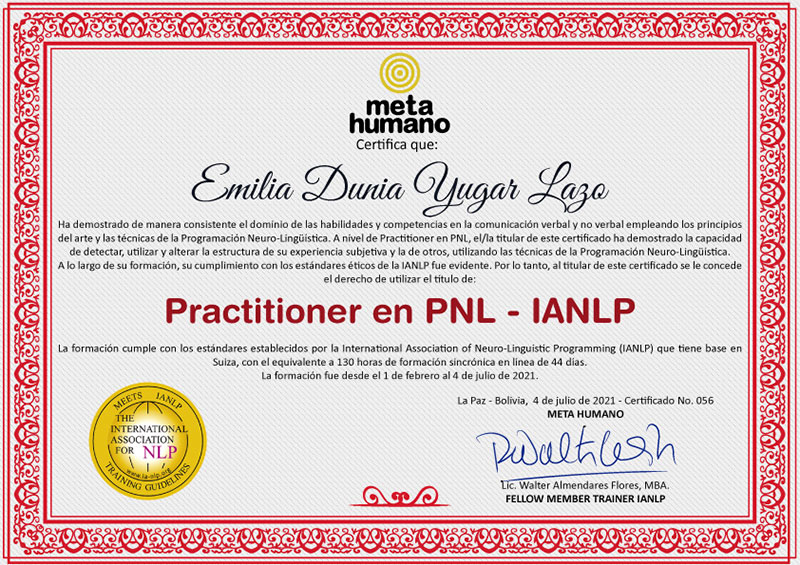 Certificación de la IANLP (Suiza)